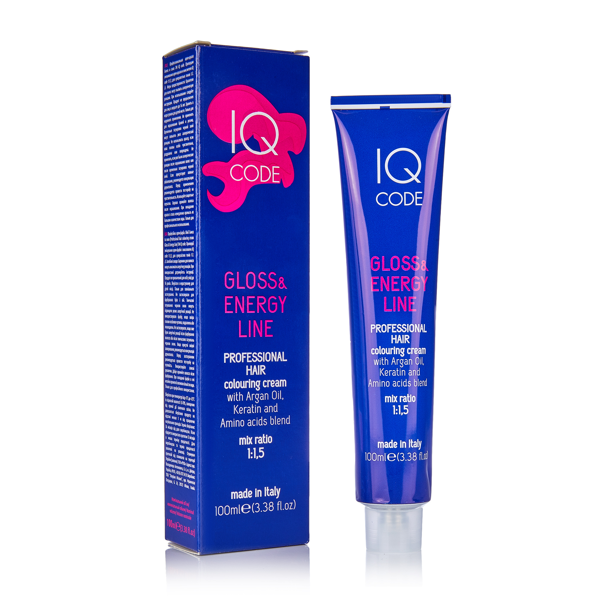 Уцінка! Професійна фарба для волосся IQ Code Gloss &amp; Energy Line, 1/10 Синяво-чорний, 100 мл